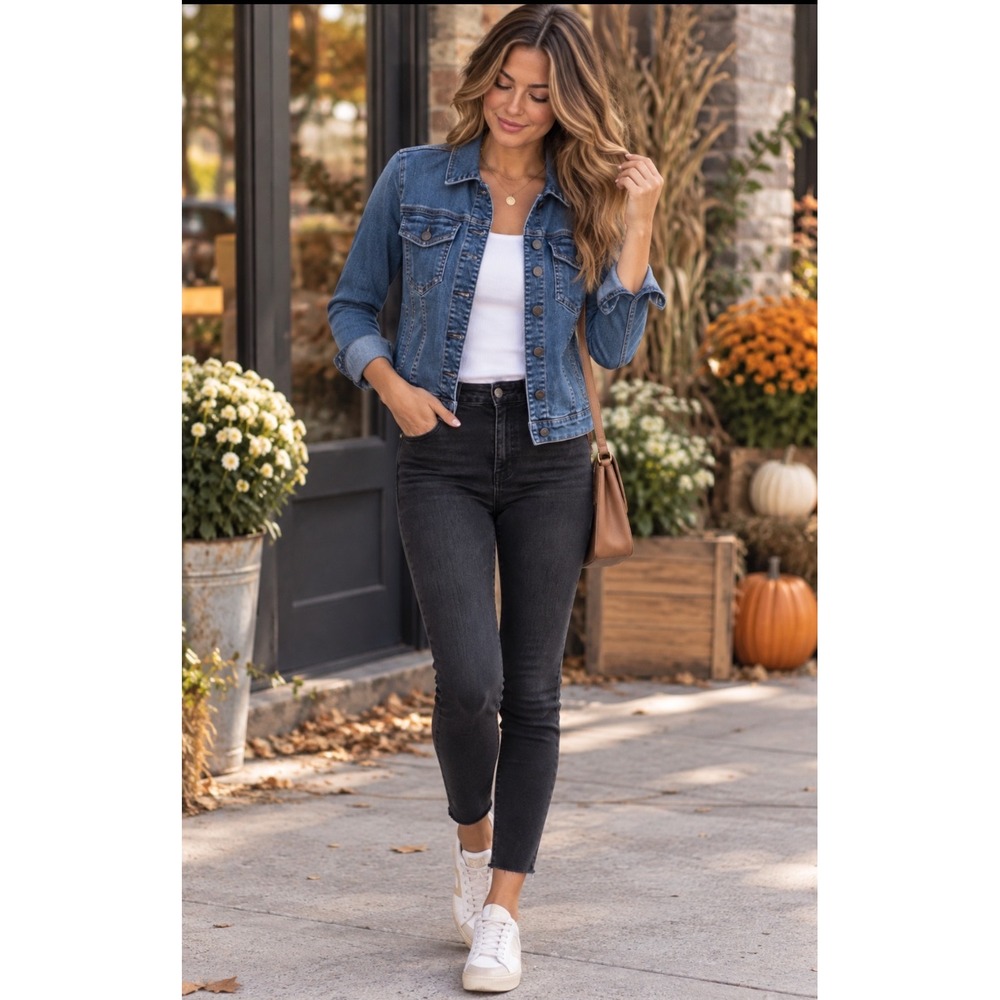 KUT from the Kloth Denim Jacket Womens Small Blue Stretch Jean Trucker